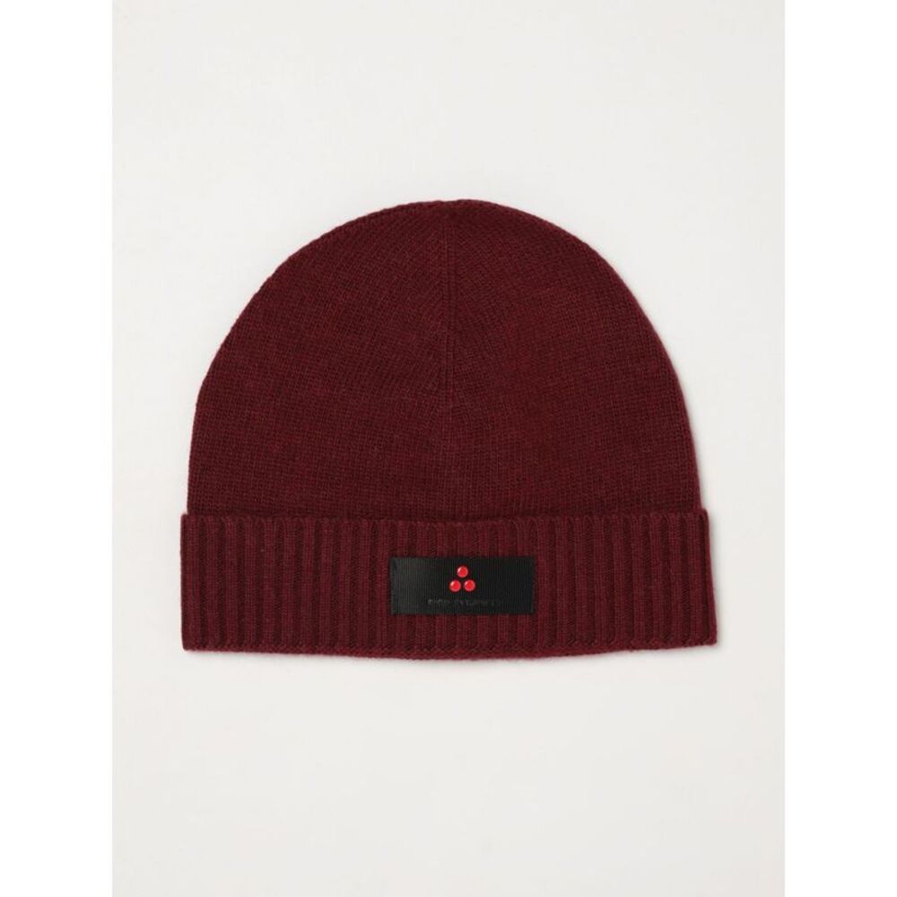 Peuterey Men Peuterey Wool And Cashmere Blend Beanie With Cuff And Logo Patch